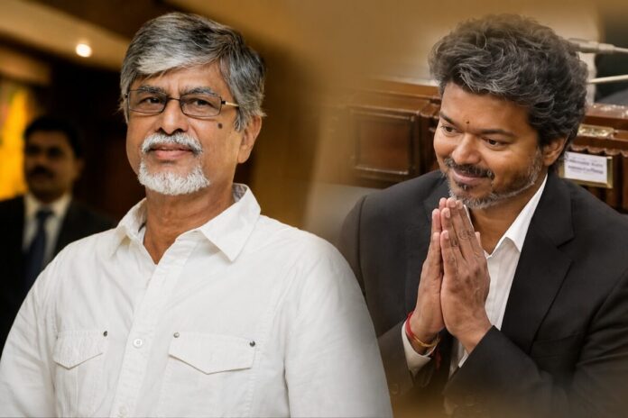 தமிழக முதல்வர் விஜய் மற்றும் அவரது தந்தை இயக்குநர் எஸ்.ஏ. சந்திரசேகர்