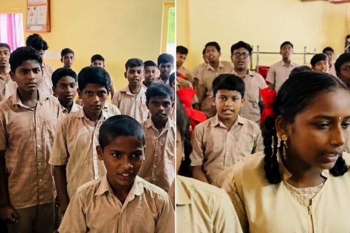 Government school classroom Vijay movie song reels controversy 2026